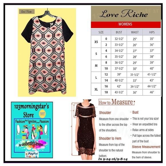 LOVE RICHE NEW Bohemian Geometric Aztec Tribal Print Shift Dress M - Picture 11 of 11